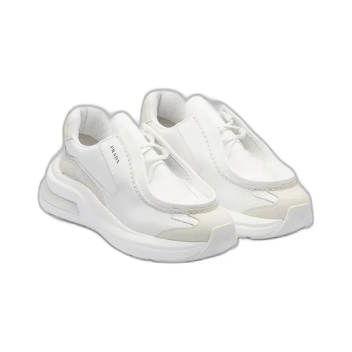 Systeme brushed leather sneakers with bike fabric and suede elements