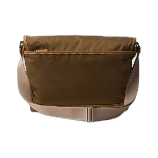 Re-Nylon and leather shoulder bag