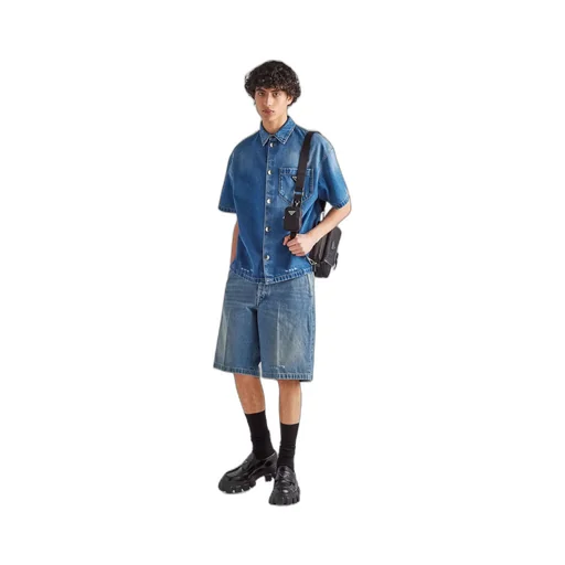 Organic denim Bermuda shorts