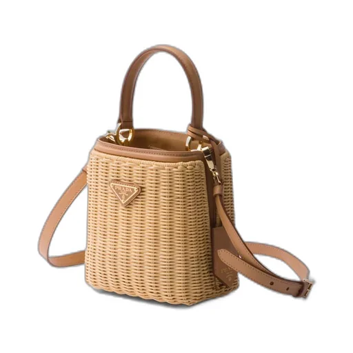 Mini wicker and leather Prada Panier bag