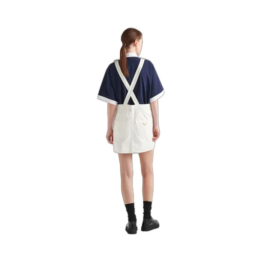 Denim overall mini-dress