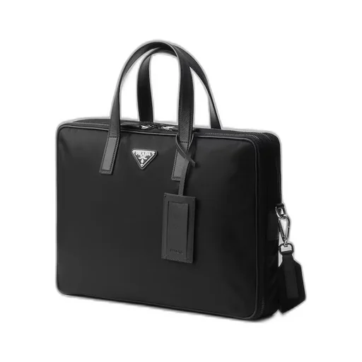 Re-Nylon and Saffiano leather briefcase