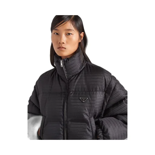 Re-Nylon cropped hooded down jacket