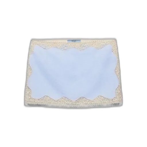Embroidered, lace-trimmed linen miniskirt