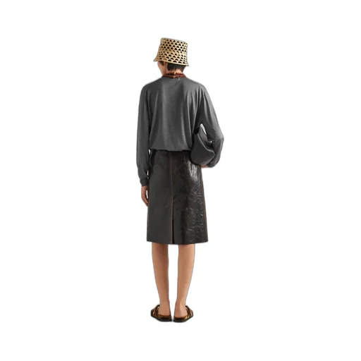 Craquelé leather skirt