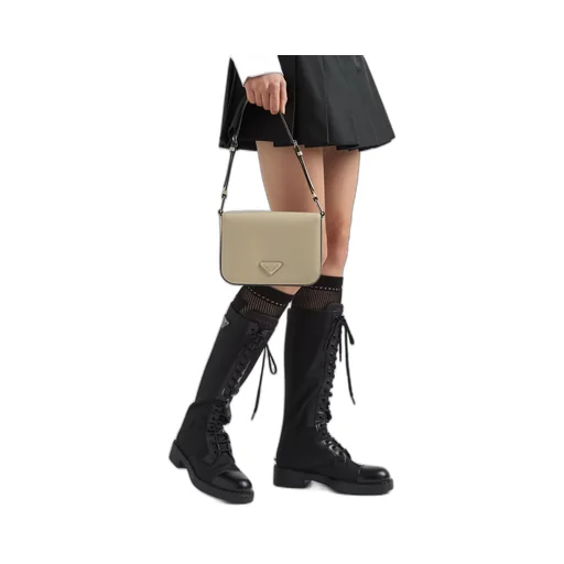 Brushed leather and Re-Nylon boots