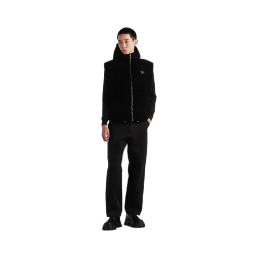 Hooded technical fabric down vest