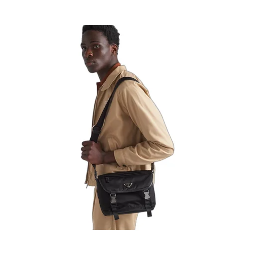 Re-Nylon and Saffiano leather shoulder bag
