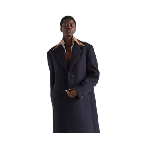 Single-breasted cachemire and wool coat with collar