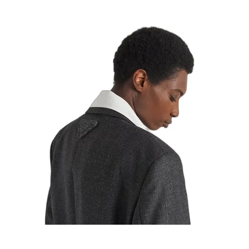 Single-breasted wool jacket with collar