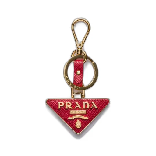 Saffiano Leather and Metal Keychain