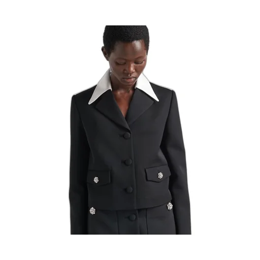 Single-breasted wool and satin jacket