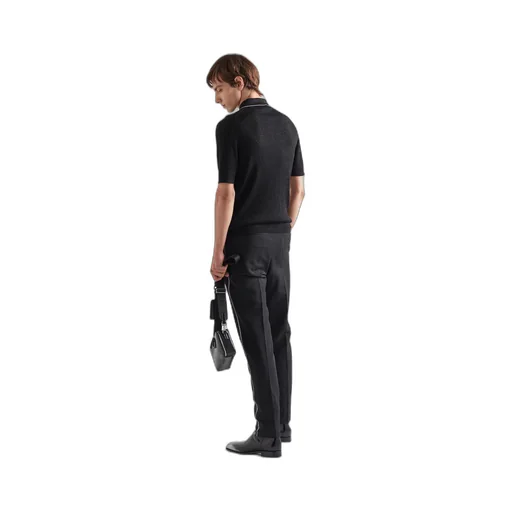 Cashmere and lamé polo shirt