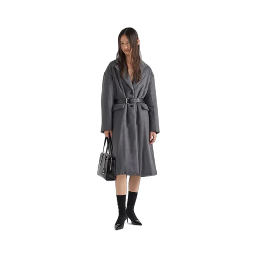 Single-breasted belted cashmere coat