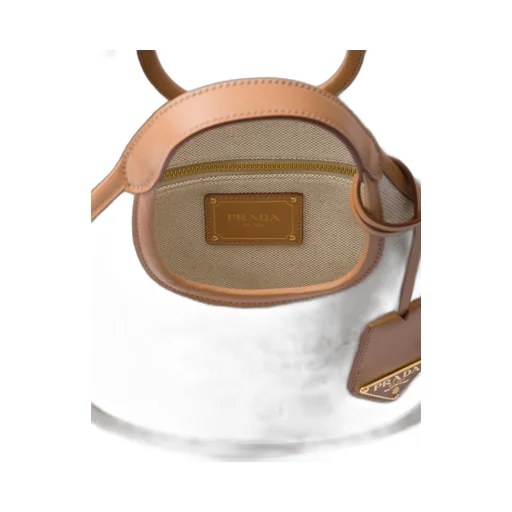 Linen blend and leather mini-buckle bag