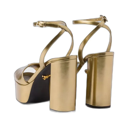 Metallic leather platform sandals