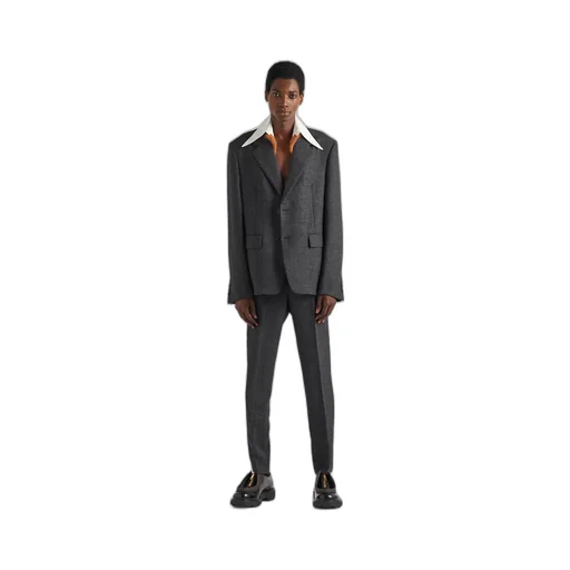 Single-breasted wool jacket with collar