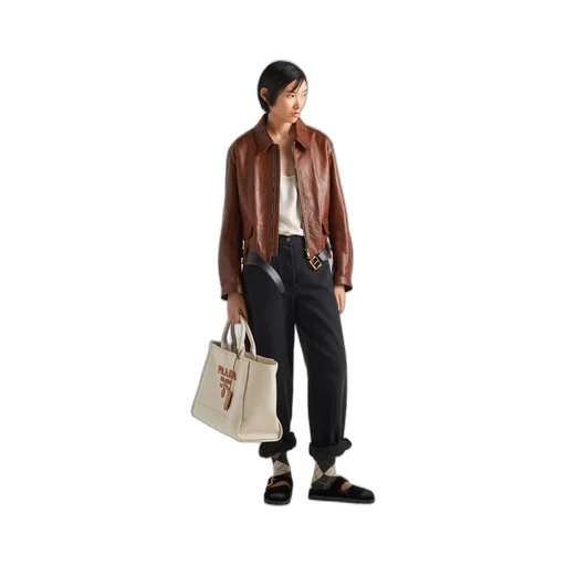 Leather jacket with belt