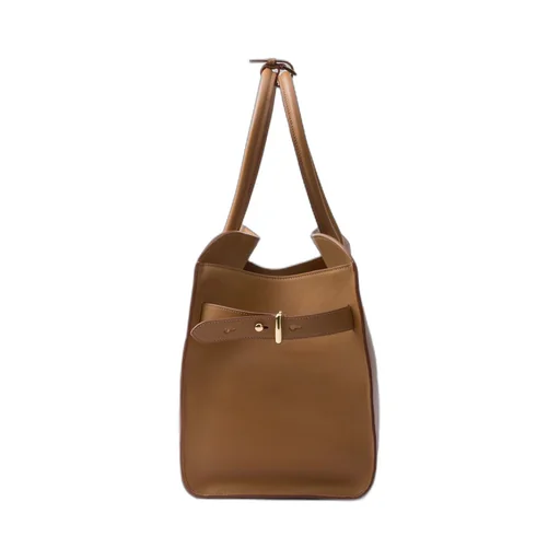 Large leather tote bag with buckles