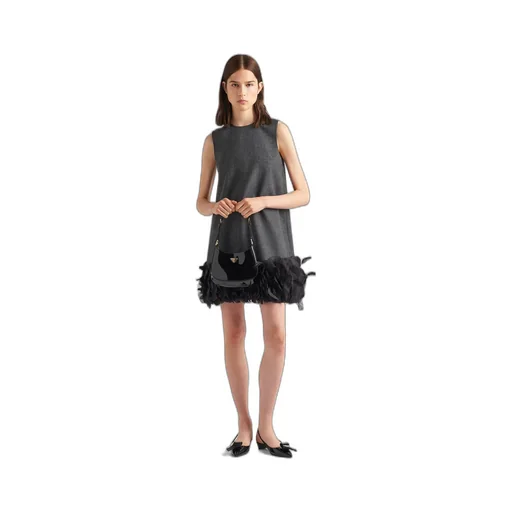 Embroidered wool mini-dress