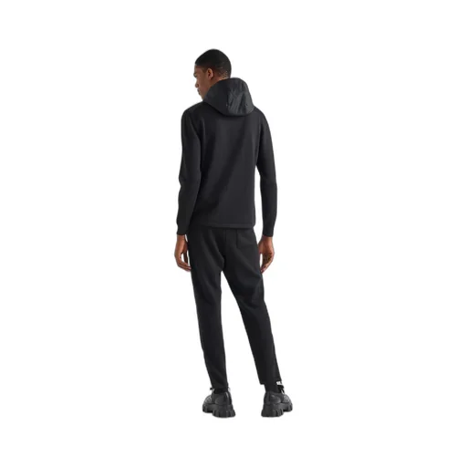 Wool and Re-Nylon gabardine hoodie