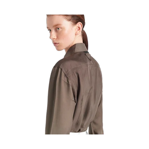 Silk twill shirt dress