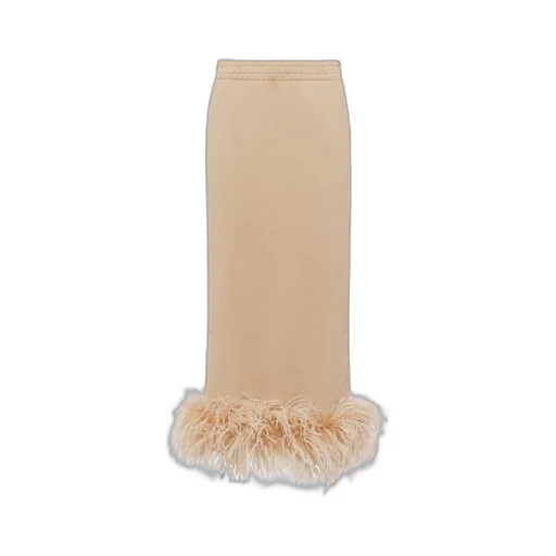 Cotton fleece skirt with feather trim