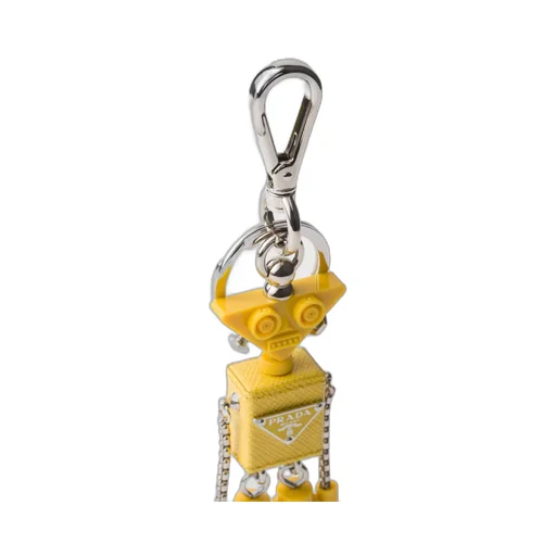 Saffiano leather robot trick keychain