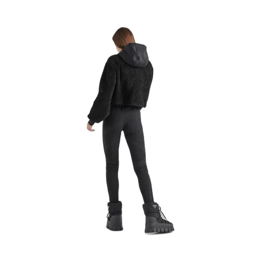Cropped fleece and recycled technical fabric sweatshirt