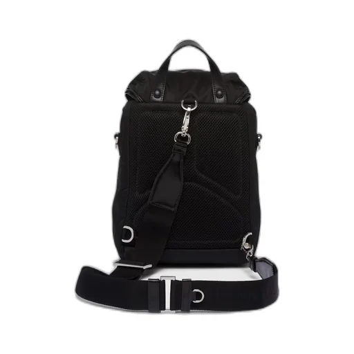 Re-Nylon and brushed leather backpack