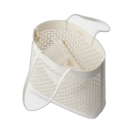 Large perforated leather tote bag