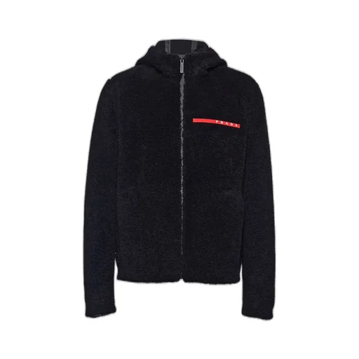 Wool blend fleece cardigan hoodie