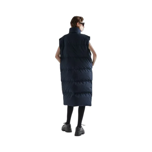 Long technical fabric down vest