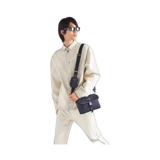 Re-Nylon and Saffiano leather shoulder bag