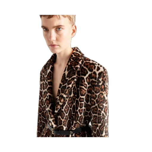 Printed sheepskin coat