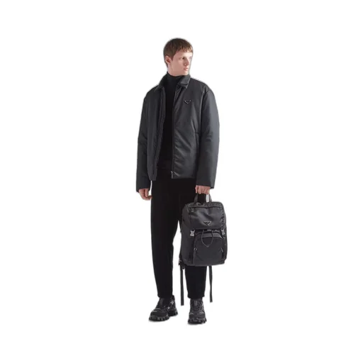 Re-Nylon and Saffiano leather backpack