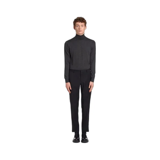 Slim-fit wool trousers