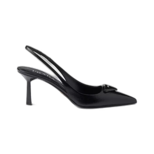 Saffiano patent leather slingback pumps