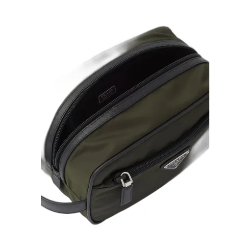 Re-Nylon and Saffiano leather travel pouch