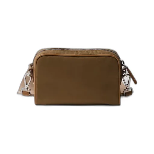 Re-Nylon and leather shoulder bag