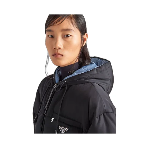 Re-Nylon Gabardine hooded down jacket
