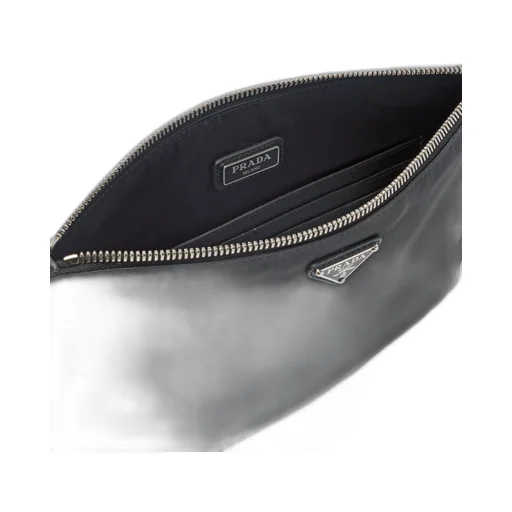 Re-Nylon and Saffiano leather pouch