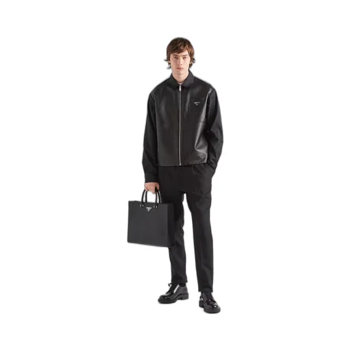 Re-Nylon and leather jacket