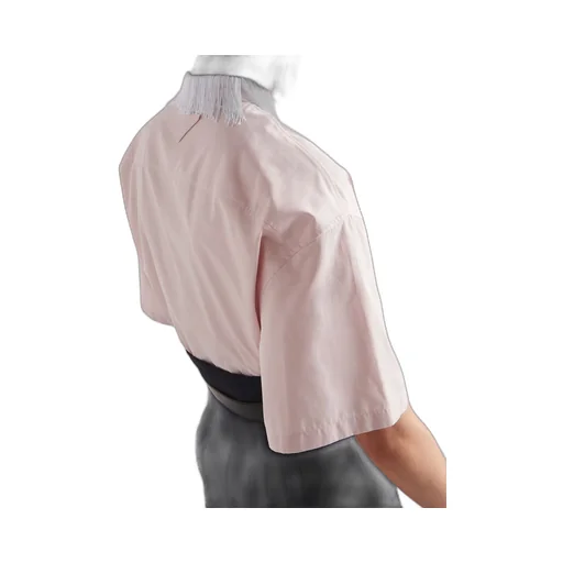 Poplin shirt with fringed collar