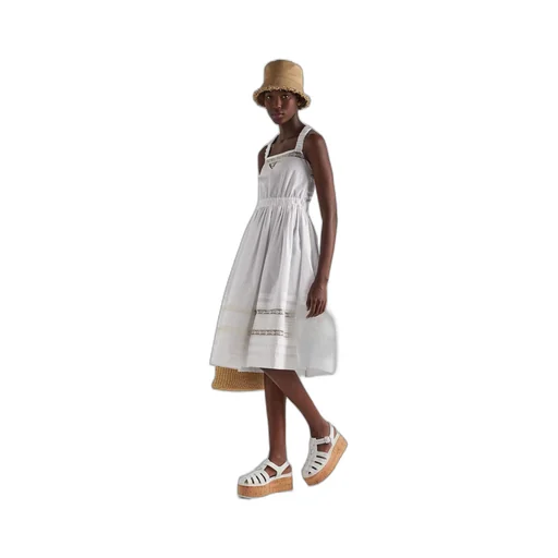 Intarsia poplin dress