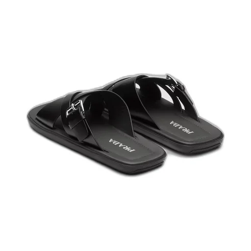 Brushed leather slides