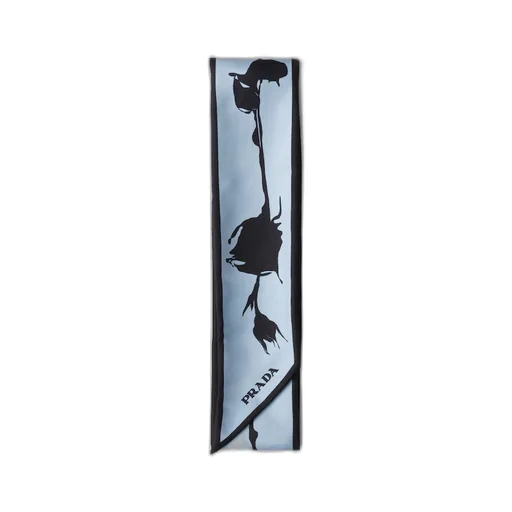 Printed twill skinny scarf