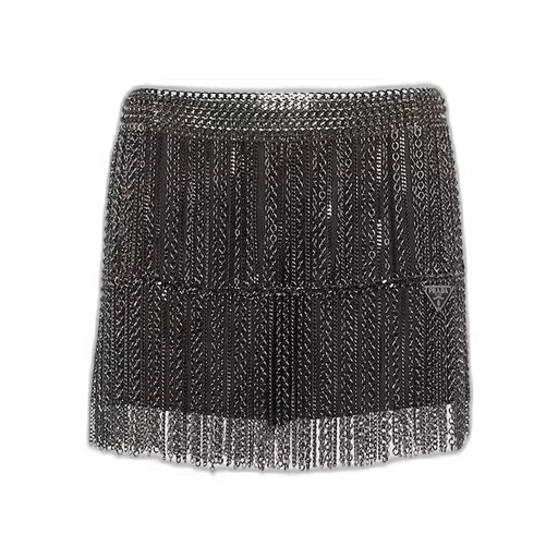 Miniskirt with metal chain fringe