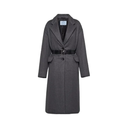 Single-breasted belted cashmere coat