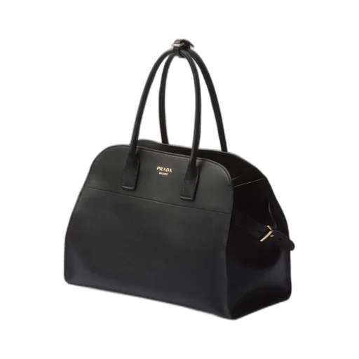 Large leather tote bag with buckles